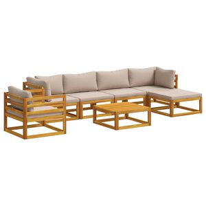 vidaXL Sofa S&aelig;t 7 stk. Naturfarvet Massivt Akacietr&aelig;