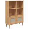 vidaXL bogreol SENJA rattanlook 90x35x130 massivt fyrretr&aelig; brun