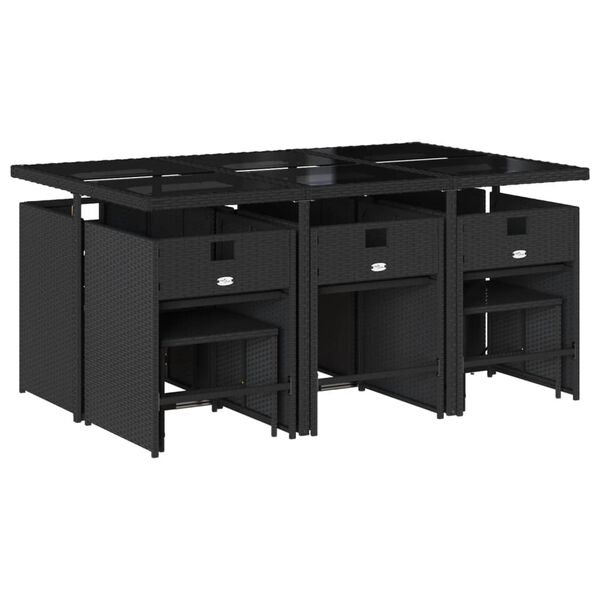 vidaXL spisebordss&aelig;t til haven 11 dele med hynder polyrattan sort