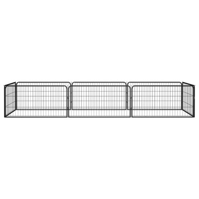 vidaXL 8-panels hundegård 100x50 cm pulverlakeret stål sort