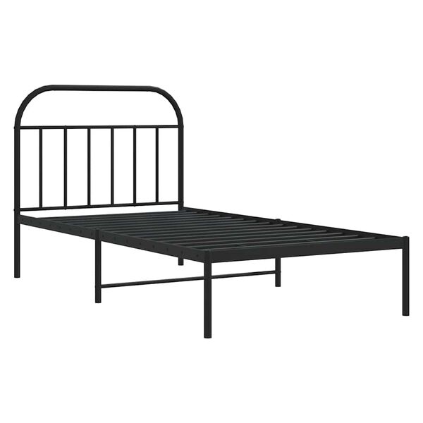 vidaXL sengeramme med sengegavl 100x190 cm metal sort