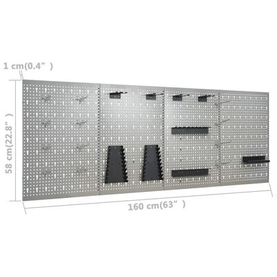 vidaXL vægmonterede værktøjspaneler 4 stk. 40x58 cm stål