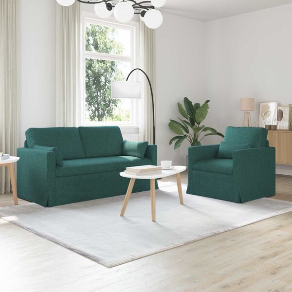 vidaXL Sofa 2 pcs M&oslash;rkegr&oslash;n 158 x 78 x 80 cm Stof