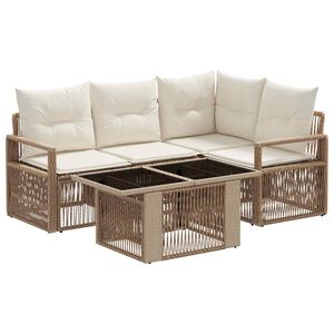 vidaXL Havesofa S&aelig;t 5 stk. Beige og cremehvid polyrattan