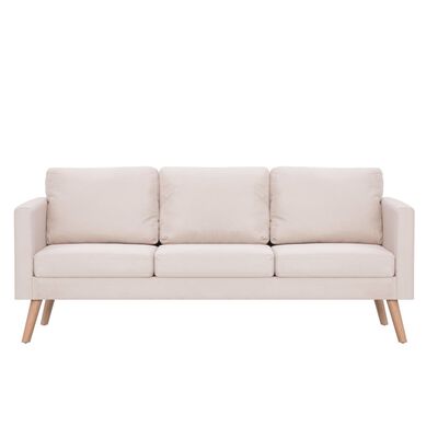 vidaXL 3-personers sofa i stof cremefarvet