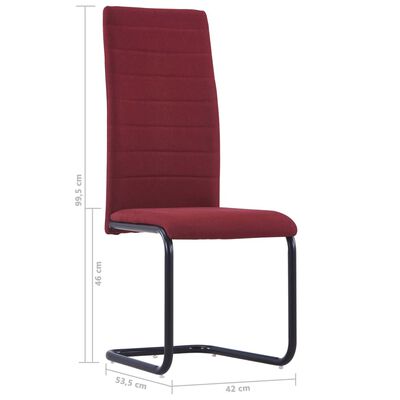 vidaXL spisebordsstole med cantilever 4 stk. stof vinrød