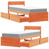 vidaXL seng med skuffer og madras 90x200 cm massivt fyr gyldenbrun