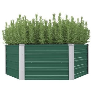 vidaXL h&oslash;jbed 129x129x45 galvaniseret st&aring;l gr&oslash;n