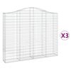 vidaXL buede gabionkurve 3 stk. 200x30x160/180 cm galvaniseret jern