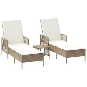 vidaXL Liggestol med pude 2 pcs Beige 35 x 35 x 32cm polyrattan