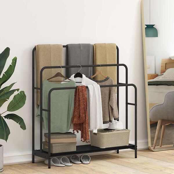 vidaXL T&oslash;jstativ med hylde Sort eg 90 x 30 x 100,5 cm Konstrueret tr&aelig;