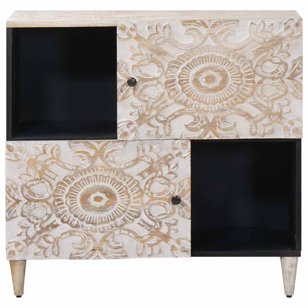 vidaXL Sideboard med d&oslash;r Hvid 80 x 33,5 x 75 cm Massivt mangotr&aelig;