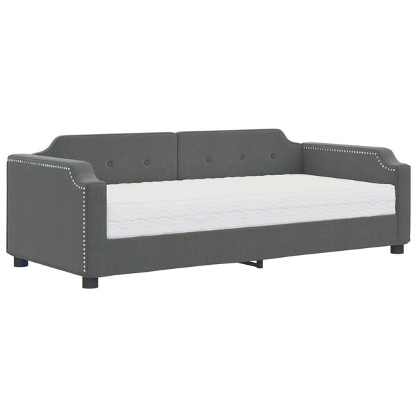 vidaXL daybed med madras 100x200 cm stof m&oslash;rkegr&aring;