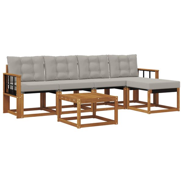 vidaXL Udend&oslash;rs sofagruppe med pude 6 pcs Naturlig og Lys Gr&aring;