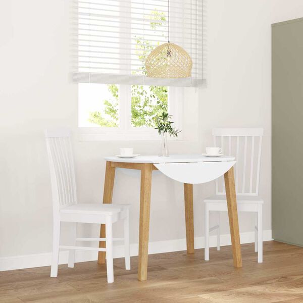 vidaXL spisebordsstole 2 stk. massivt gummitræ hvid