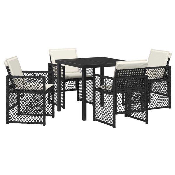 vidaXL Have Spisebordss&aelig;t 5 pcs Sort polyrattan