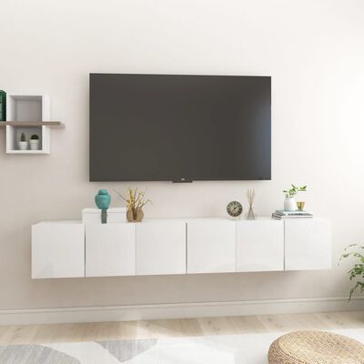 vidaXL væghængte tv-skabe 3 stk. 60x30x30 cm hvid højglans