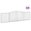vidaXL buede gabionkurve 9 stk. 400x30x100/120 cm galvaniseret jern