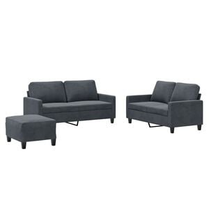 vidaXL sofas&aelig;t 3 dele med hynder velour m&oslash;rkegr&aring;