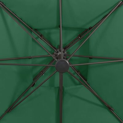 vidaXL hængeparasol med dobbelt top 300x300 cm grøn