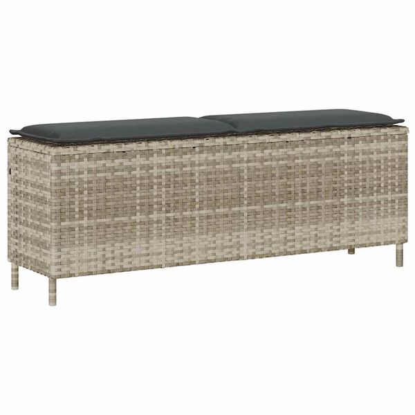 vidaXL haveb&aelig;nk med hynde 110x30x40,5 cm polyrattan lysegr&aring;