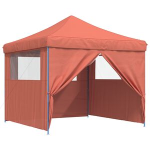 vidaXL foldbart pop-up festtelt med 4 sidev&aelig;gge terracotta