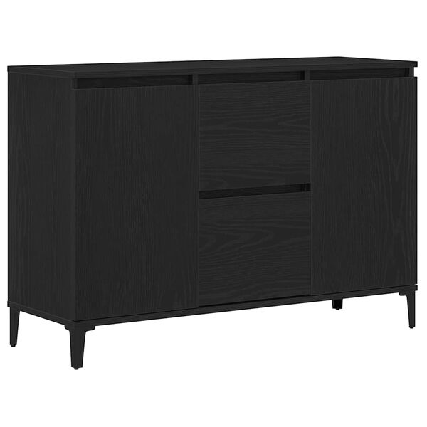 vidaXL Sideboard med skuffe Sort eg 104 x 35 x 70 cm Konstrueret tr&aelig;