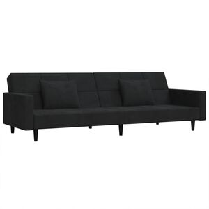 vidaXL 2-personers sovesofa med 2 puder fl&oslash;jl sort