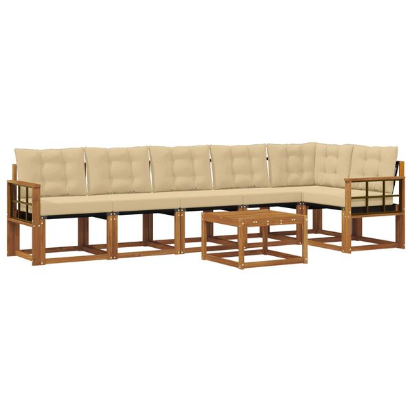 vidaXL Udend&oslash;rs sofagruppe med pude 7 pcs Naturlig og Beige