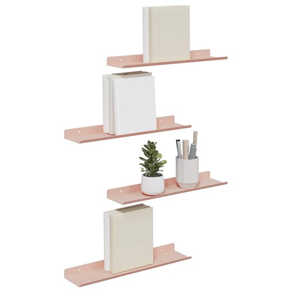 vidaXL Sv&aelig;vende hylde V&aelig;gmonteret 4 pcs Lyser&oslash;d 40 x 8,5 x 2,5 cm St&aring;l