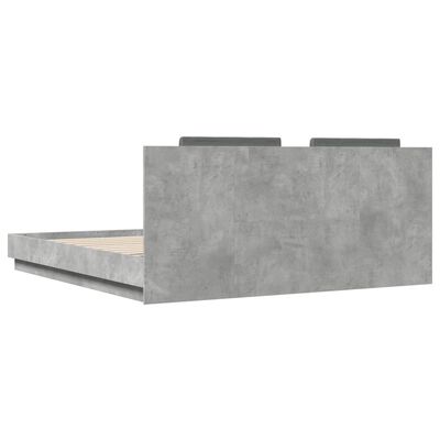 vidaXL sengeramme med sengegavl og LED-lys 180x200 cm betongrå