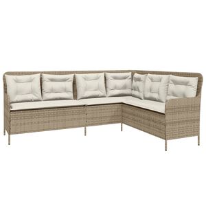 vidaXL havesofa med hynder L-formet polyrattan beige
