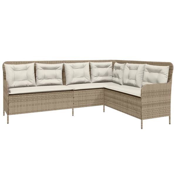 vidaXL havesofa med hynder L-formet polyrattan beige