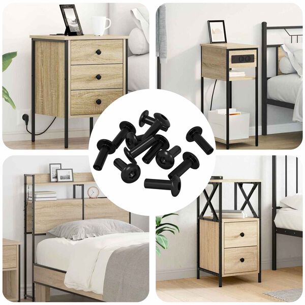 vidaXL Sleeve M&oslash;trikker 12 pcs Sort M4 x 14,5 mm Metal