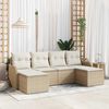 vidaXL Havesofa S&aelig;t med pude 6 pcs Beige Poly rattan
