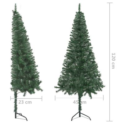 vidaXL kunstigt juletræ til hjørne med LED + kuglesæt 120 cm PVC grøn