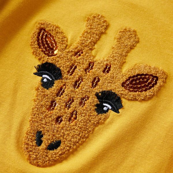 Lang&aelig;rmet T-shirt til b&oslash;rn str. 116 okkergul