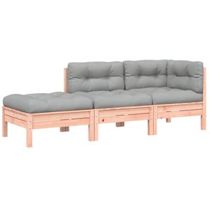 vidaXL 3-personers havesofa med hynder og fodskammel