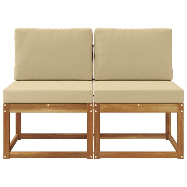 vidaXL 2 Stk Udend&oslash;rs Mellem Sofa Massivt Akacietr&aelig; Naturfarvet