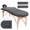 vidaXL foldbart massagebord m. 2 bolsterpuder 4 cm tyk oval sort