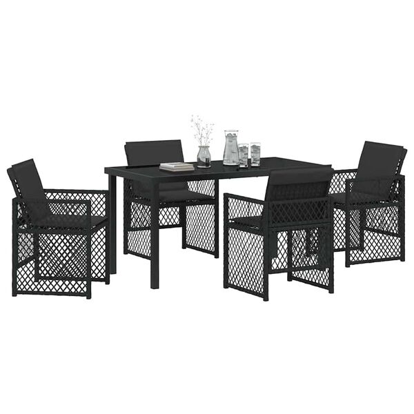 vidaXL Have Spisebordss&aelig;t 5 pcs Sort polyrattan