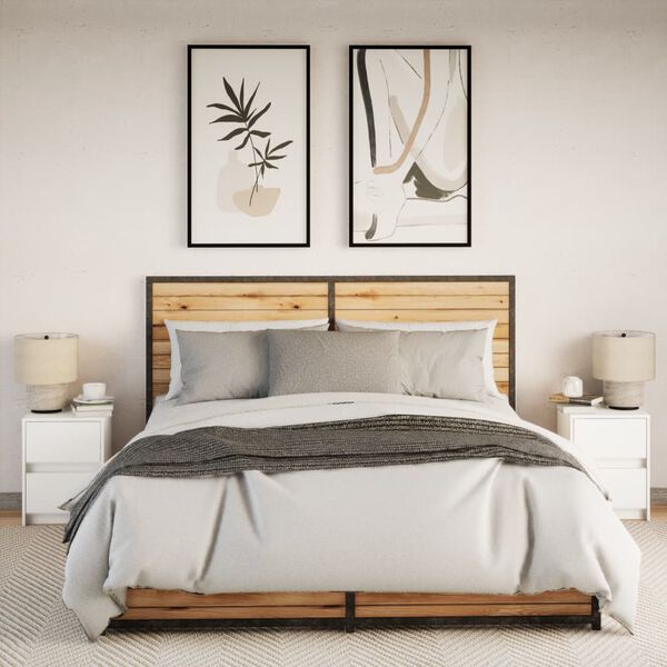 vidaXL sengeborde 2 stk. med LED-lys konstrueret tr&aelig; hvid