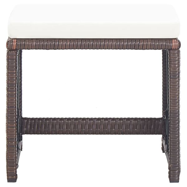 vidaXL havetaburetter 4 stk. med hynder polyrattan brun
