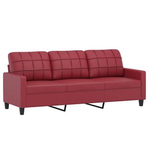 vidaXL 3-personers sofa 180 cm kunstl&aelig;der vinr&oslash;d