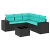 vidaXL havesofas&aelig;t med 6 hynder sort polyrattan