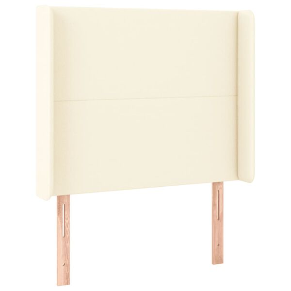 vidaXL sengegavl med LED-lys 83x16x118/128 cm kunstl&aelig;der cremefarvet