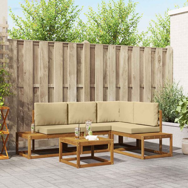 vidaXL Udend&oslash;rs sofagruppe med pude 5 Stk Naturlig og Beige