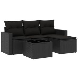 vidaXL sofas&aelig;t til haven 5 dele med hynder polyrattan sort
