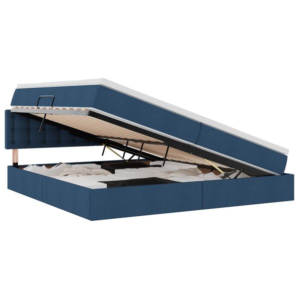 vidaXL Seng med opbevaring og madras Bl&aring; 200 x 200 cm Konstrueret tr&aelig;