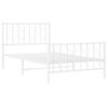 vidaXL sengeramme med sengegavl og fodgærde 100x200 cm metal hvid